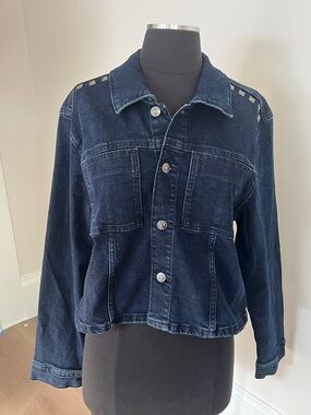 Hudson Jeans Dark Blue Denim Jacket with Silver Stud Accents